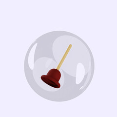 3d illustration of object toilet bowl inside bubbles