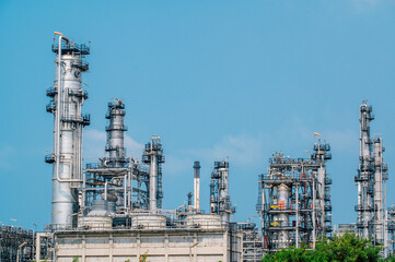 Industrial zone,The equipment of oil refining,Close-up of industrial pipelines of an oil-refinery plant,Detail of oil pipeline with valves in large oil refinery.