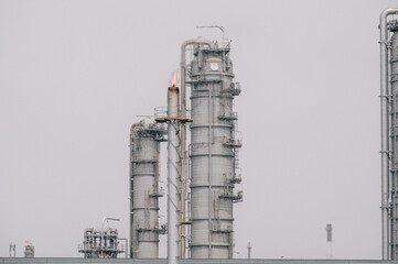 Industrial zone,The equipment of oil refining,Close-up of industrial pipelines of an oil-refinery plant,Detail of oil pipeline with valves in large oil refinery.