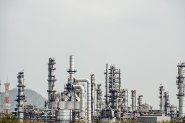 Industrial zone,The equipment of oil refining,Close-up of industrial pipelines of an oil-refinery plant,Detail of oil pipeline with valves in large oil refinery.