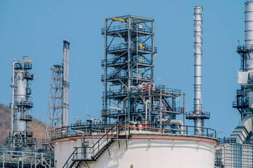 Industrial zone,The equipment of oil refining,Close-up of industrial pipelines of an oil-refinery plant,Detail of oil pipeline with valves in large oil refinery.