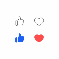 Like and Love Icon Vector of Social Media