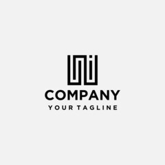 simple and modern letter U N I logo design template elements
