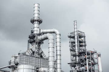 Glow light of petrochemical industry on sunset and Twilight sky, Power plant, Energy power station area