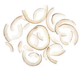 dried coconut  on the white background