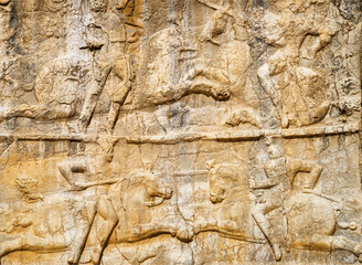 Ancient bas-relief at necropolis Naqsh-e Rustam in Iran