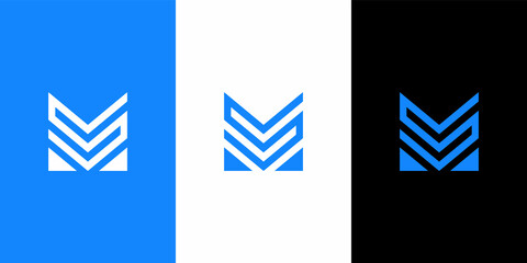 Letter MS SM icon logo design template.creative initial MS SM symbol