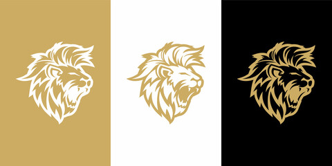 Fototapeta na wymiar Lion Roaring Vector Icon Logo Template