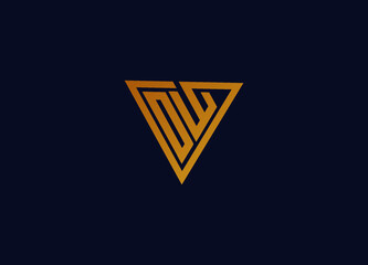 DW Logo monogram isolated triangle with triangular shape on blue background