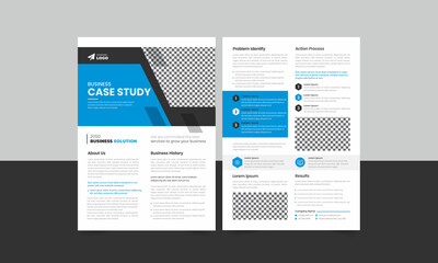 Editable Modern case study template with 2-page flyer, Flyer Template, Double Side Flyer, Brochure Cover, Poster design with Case Study Booklet