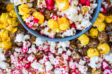 Fried popcorn on the white background