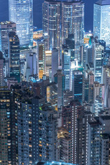 High rise building in Hong Kong city at night