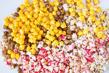 Fried popcorn on the white background