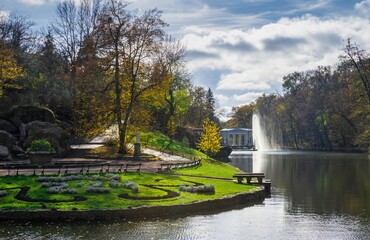 Big pond in the Sofiyivsky arboretum. Uman, Ukraine