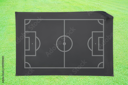 Soccer フットサル フットボール サッカー サッカーコートの図面 芝生の背景に黒板の壁紙 学校 部活 サークル 見出しタイトル用文字入れ背景素材 Athlete Poster Athle Monstrose