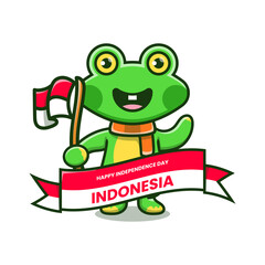 cute frog celebration indonesia independence day