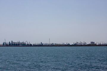 Fototapeta premium Landscape with the seaport of Mangalia city - Romania
