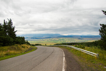 View and landscape of the village and fields in Georgia