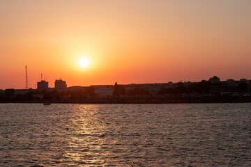 Fototapeta premium The sunset seen in the city of Mangalia - Romania It is a port city on the Black Sea in the country
