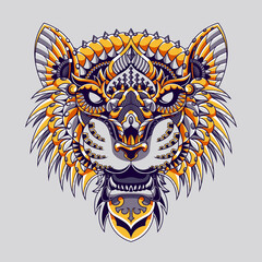 Tiger Mandala Zentangle Illustration and Tshirt design Premium vector