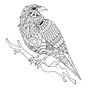 recommend clip art: Crow Mandala Zentangle Illustration in Lineal Style