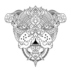 Bulldog Mandala Zentangle Illustration in Lineal Style