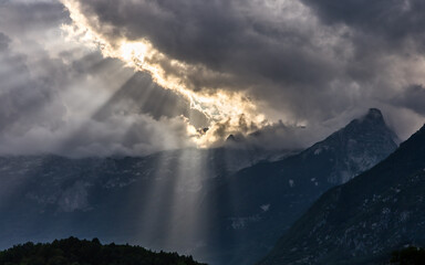 Dramatic clouds above Kanin in bovec, slovenia