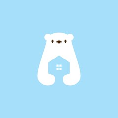polar bear house home mortgage architecture logo vector icon illustration
