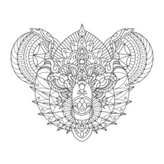 Koala Mandala Zentangle Illustration in Lineal Style