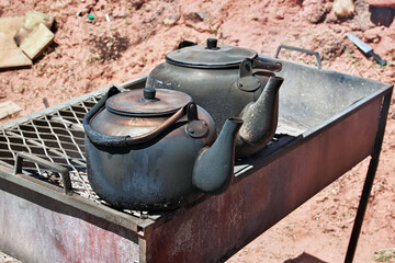 The kettle on the road in Asir region, Saudi Arabia