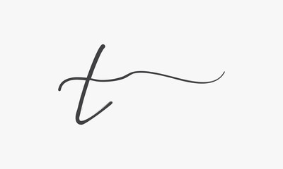 letter T brush script isolated on white background.