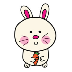 Cute rabbit cartoon handdrawn doodle