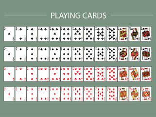 Set of Poker with isolated cards.playing cards, full deck,Vector illustrations. © issaystudio