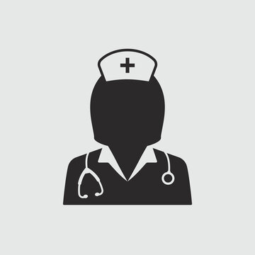 Nurse icon with stethoscope. Vector illustration.