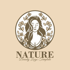 beautiful natural woman logo template