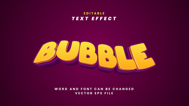 Bubble editable text effect 3d style