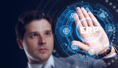 Business, Technology, Internet and network concept. Enterprise Resource Planning ERP corporate...