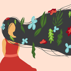 The vector girl in the nature. 