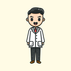cute male doctor for character, icon, logo, sticker and illustration.