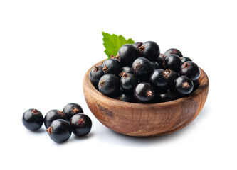 Sweet black currants with leaves