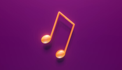 Music Note in yellow color on violet background