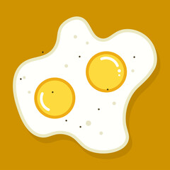 Scrambled eggs. Cook breakfast, pours oil into frying pan, breaks egg, top view morning tasty healthy meal. Cafe or restaurant food vector cartoon concept