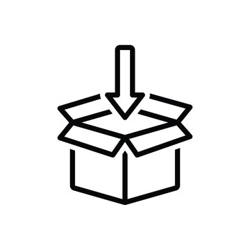 Black line icon for packaging