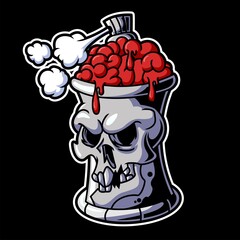 Graffiti Skull Cans Premium Vector