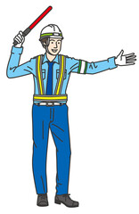 交通誘導を行う男性
