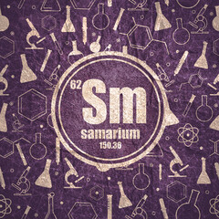 Samarium chemical element. Concept of periodic table.