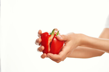 red pepper in hand ingredient healthy food vitamins