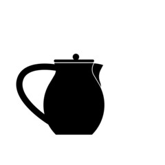 Illustration black silhouette of a teapot and cup