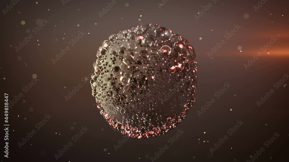 Aufkleber cluster of gray and red spheres levitate. scince fiction design. seamless loop 3d render animation w