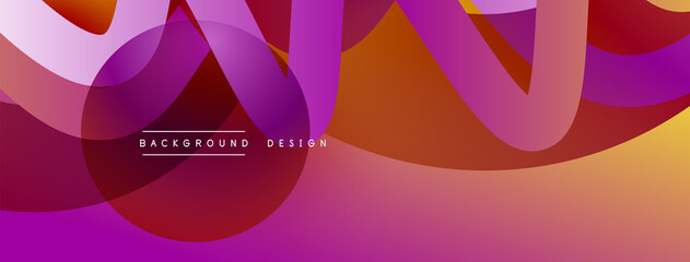 Abstract overlapping lines and circles geometric background with gradient colors